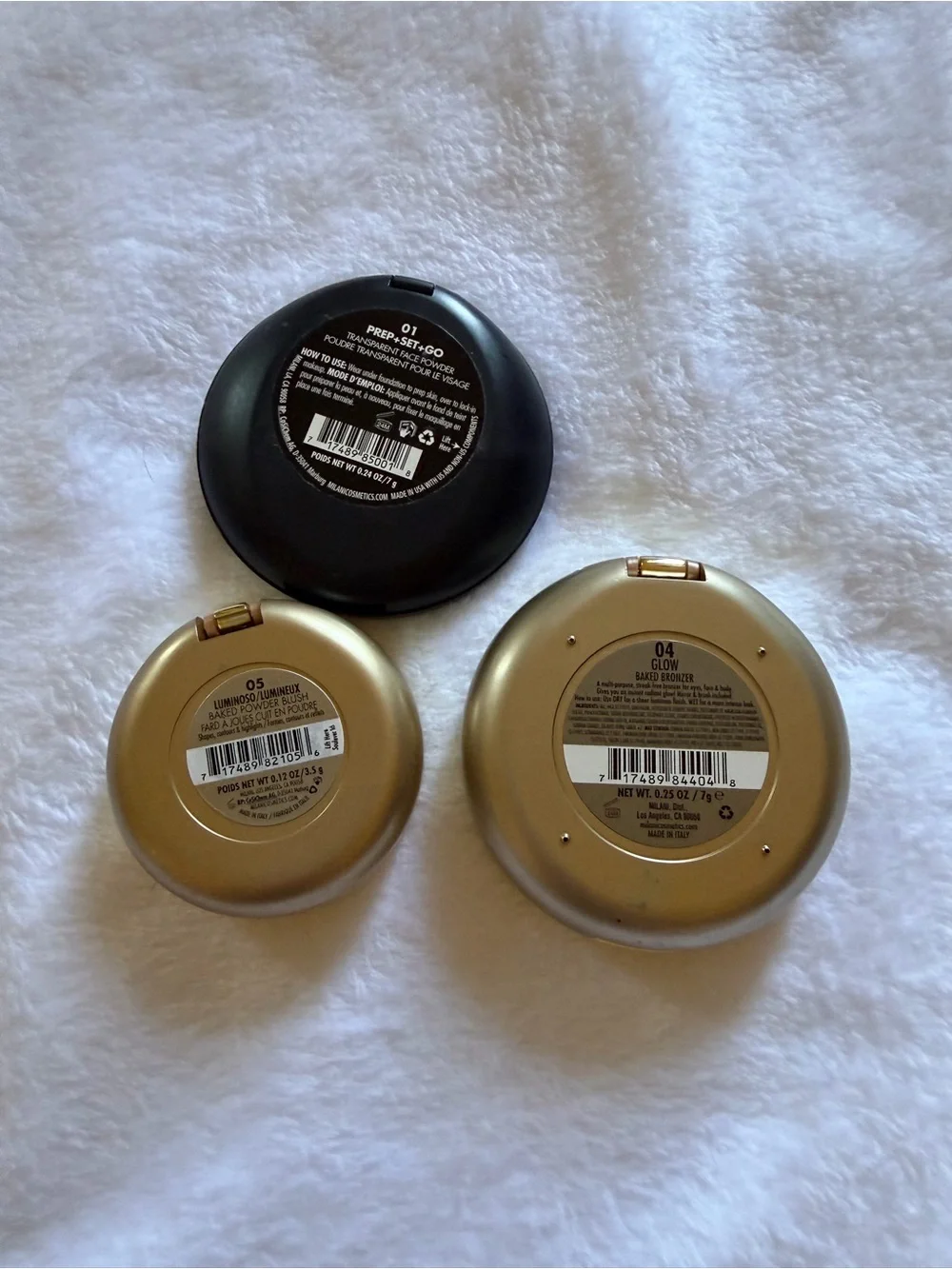 Milani cosmetics blush, bronzer, powder lot